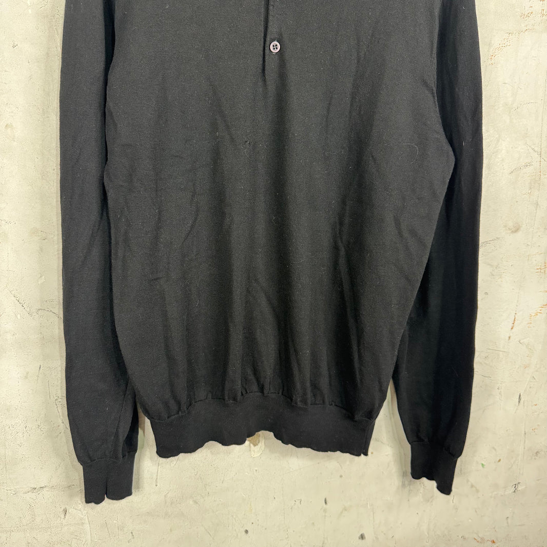 Prada Black Cotton Knit Rugby Sweater