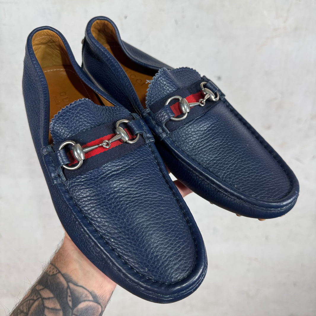 Gucci Navy Driver Flats