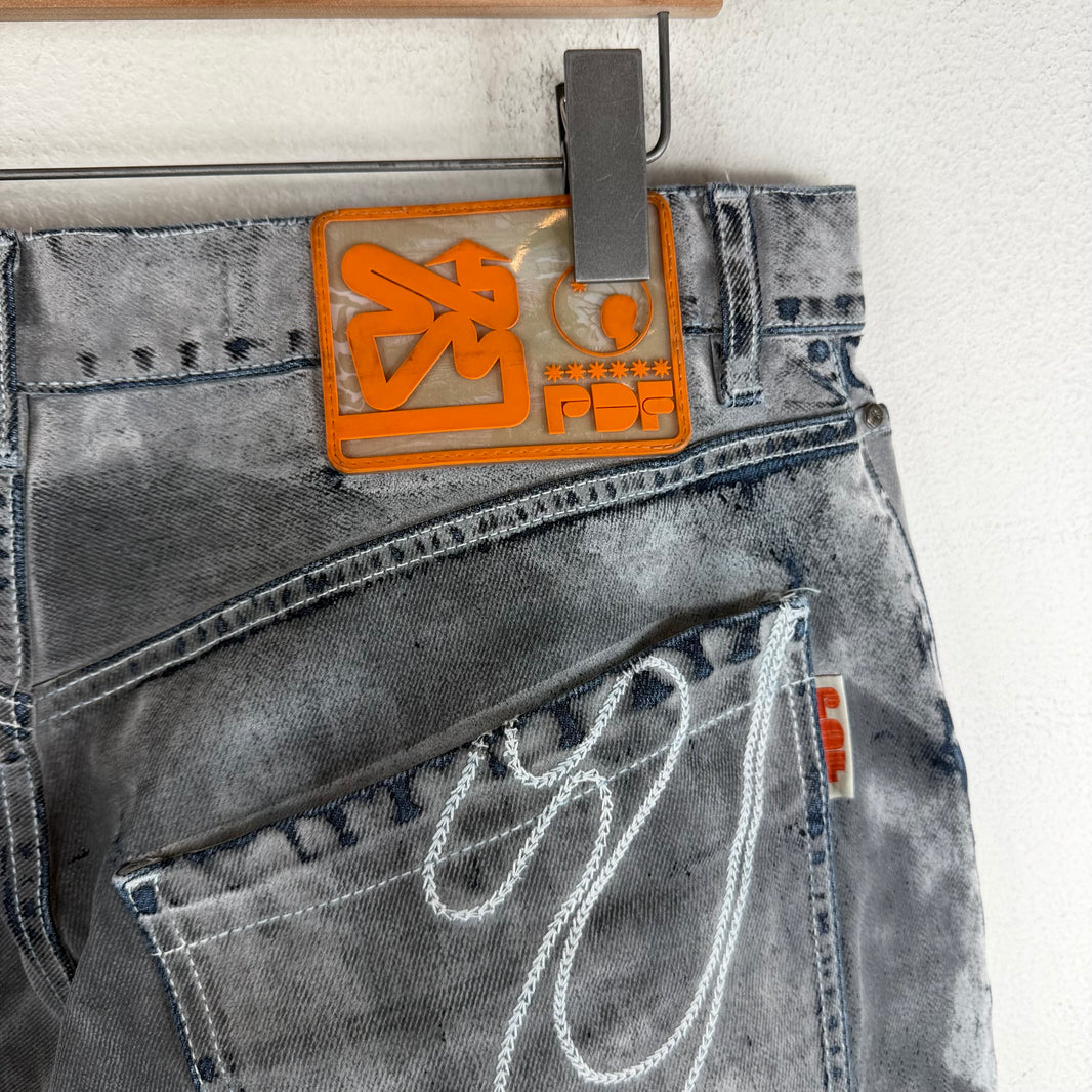 PDFCHANNEL Grey Felt Coated Baggy Jeans