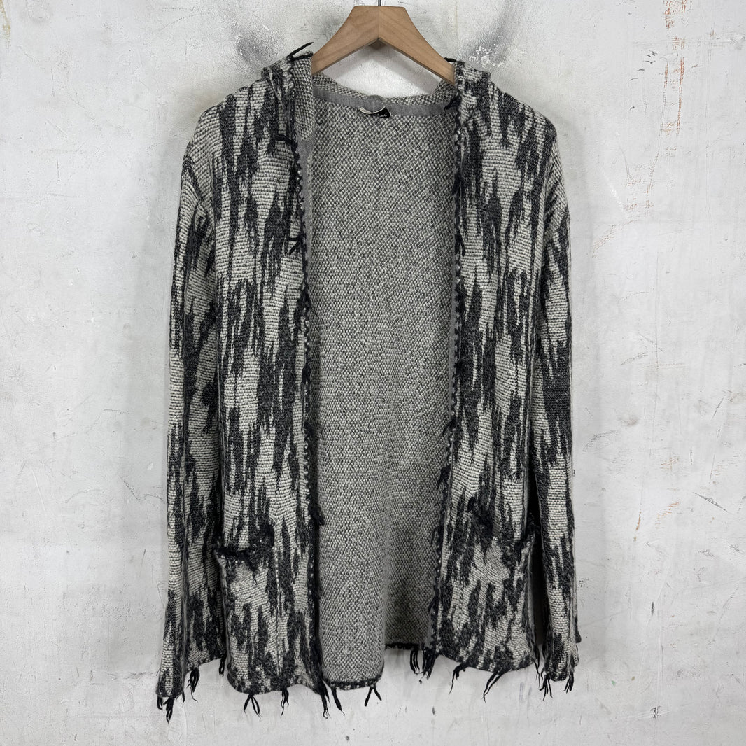 Saint Laurent Knitted Patterned Hooded Shawl