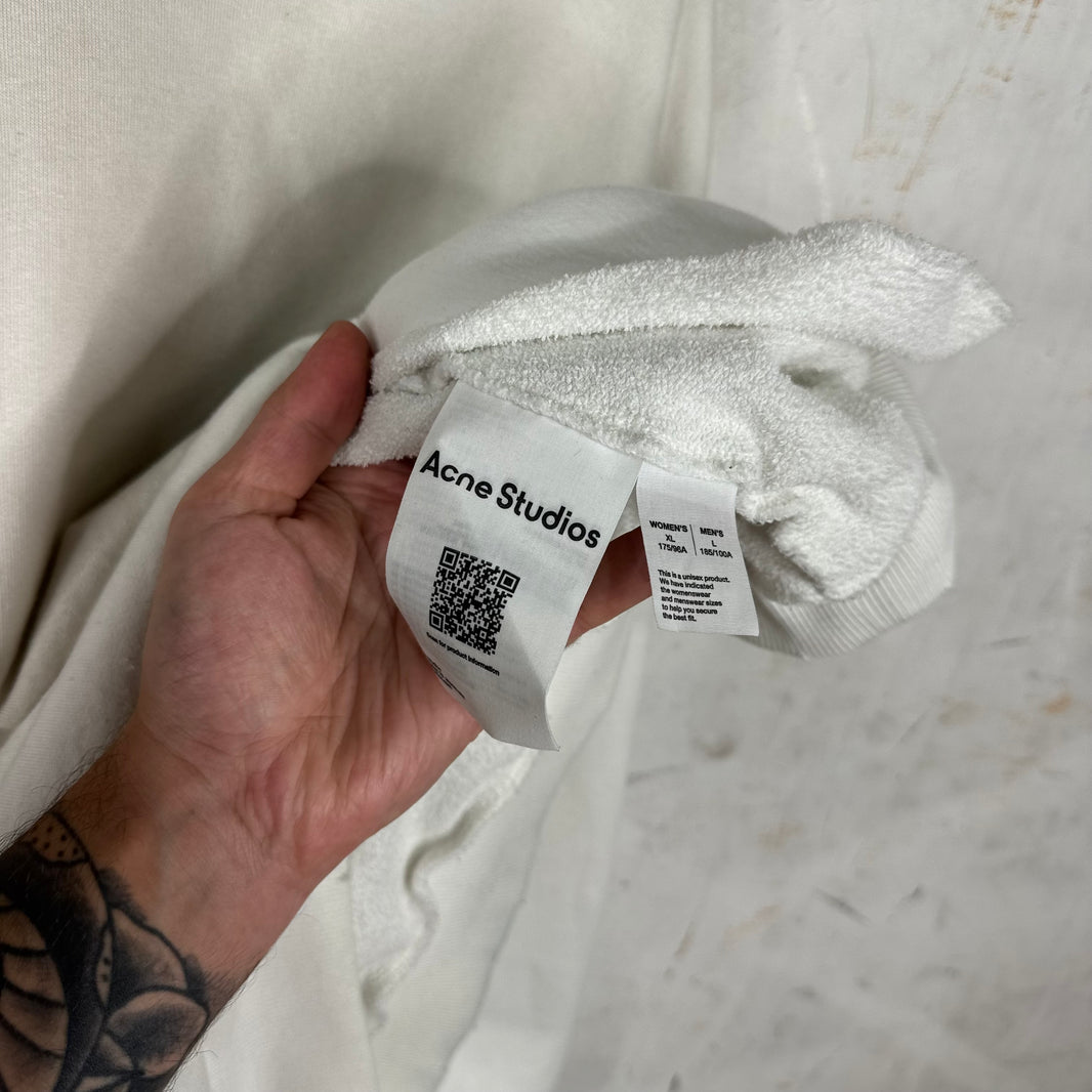 Acne Studios White Stockholm Logo Pullover Hoodie
