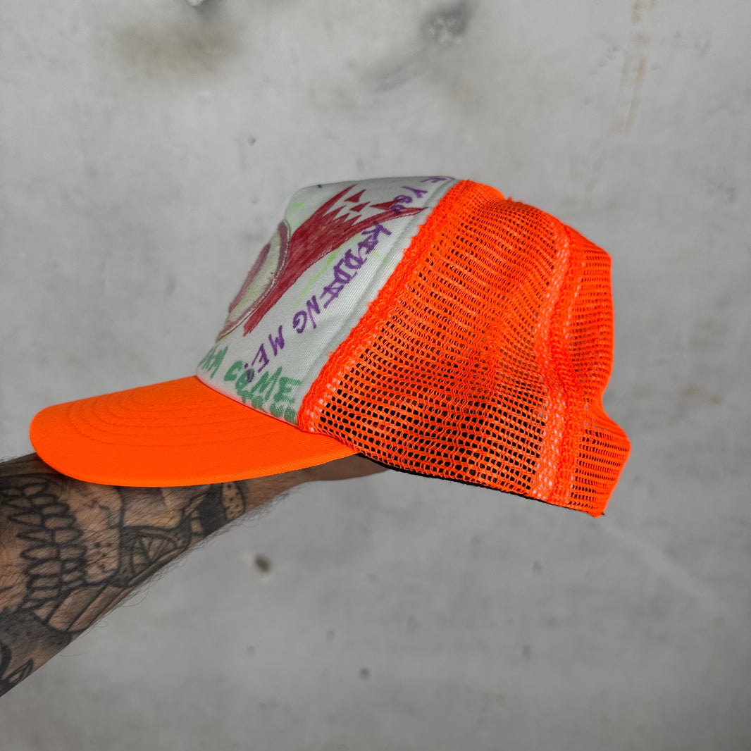 Asspizza Orange Chainstitch Trucker Hat
