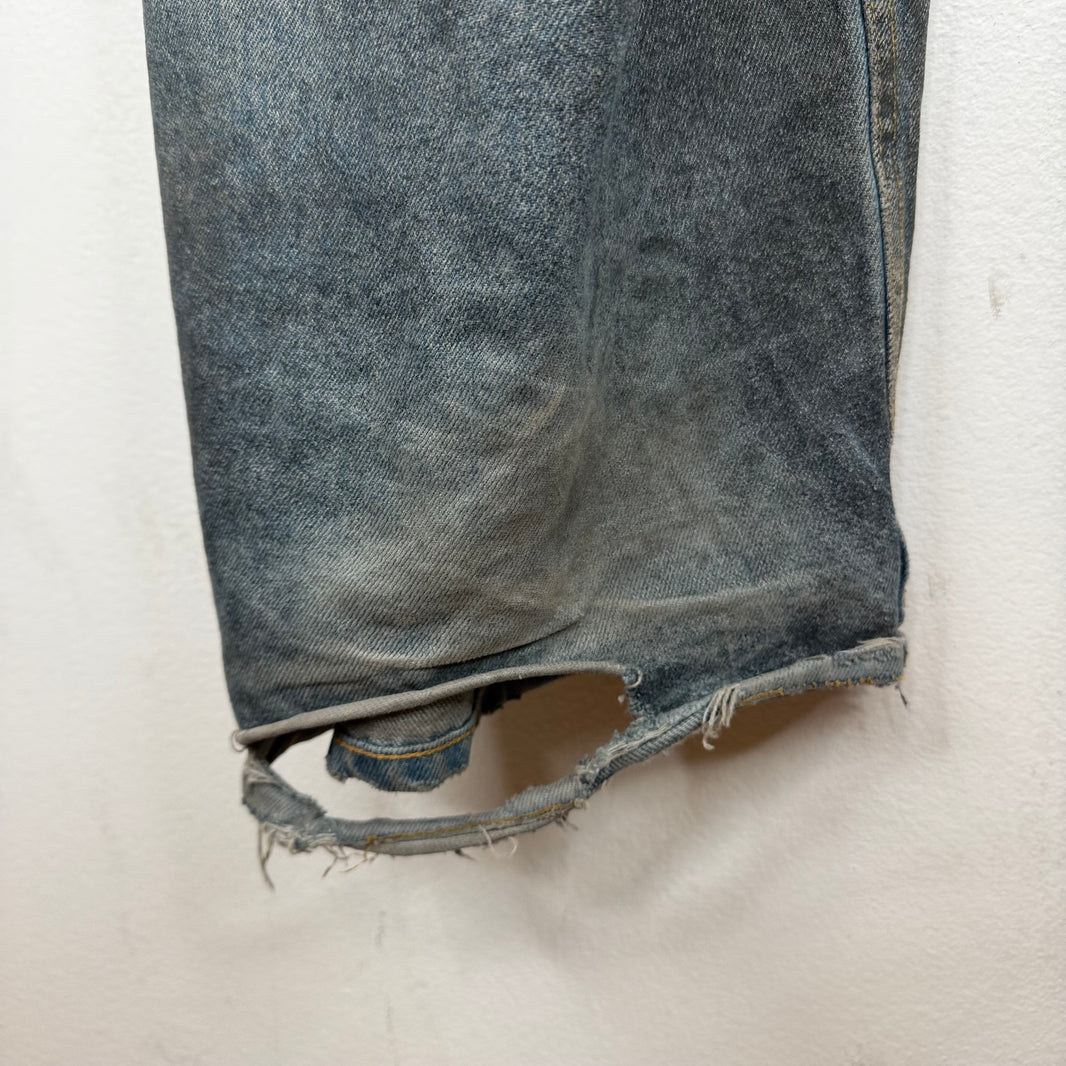 Balenciaga Waxed Mud Blue Wash Baggy Jeans