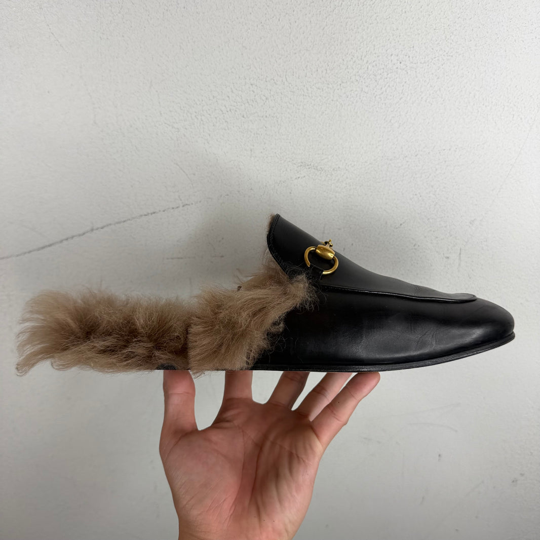 Gucci Fur Horsebit Mules