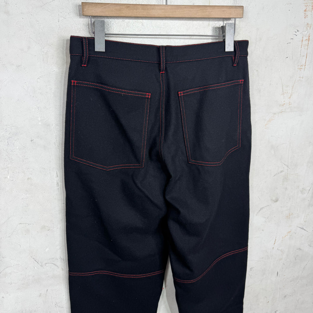CDG Knee Paneled Black Wool Trousers