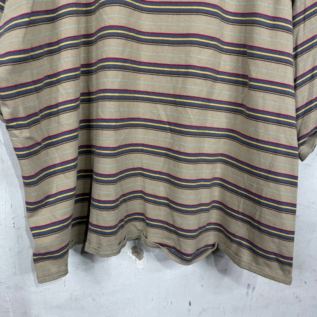 Kapital Tan Boxy Striped T-Shirt