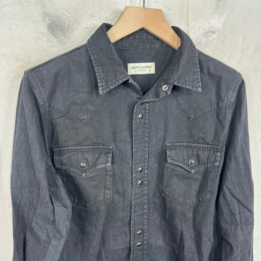 Saint Laurent Snapped Light Denim Shirt