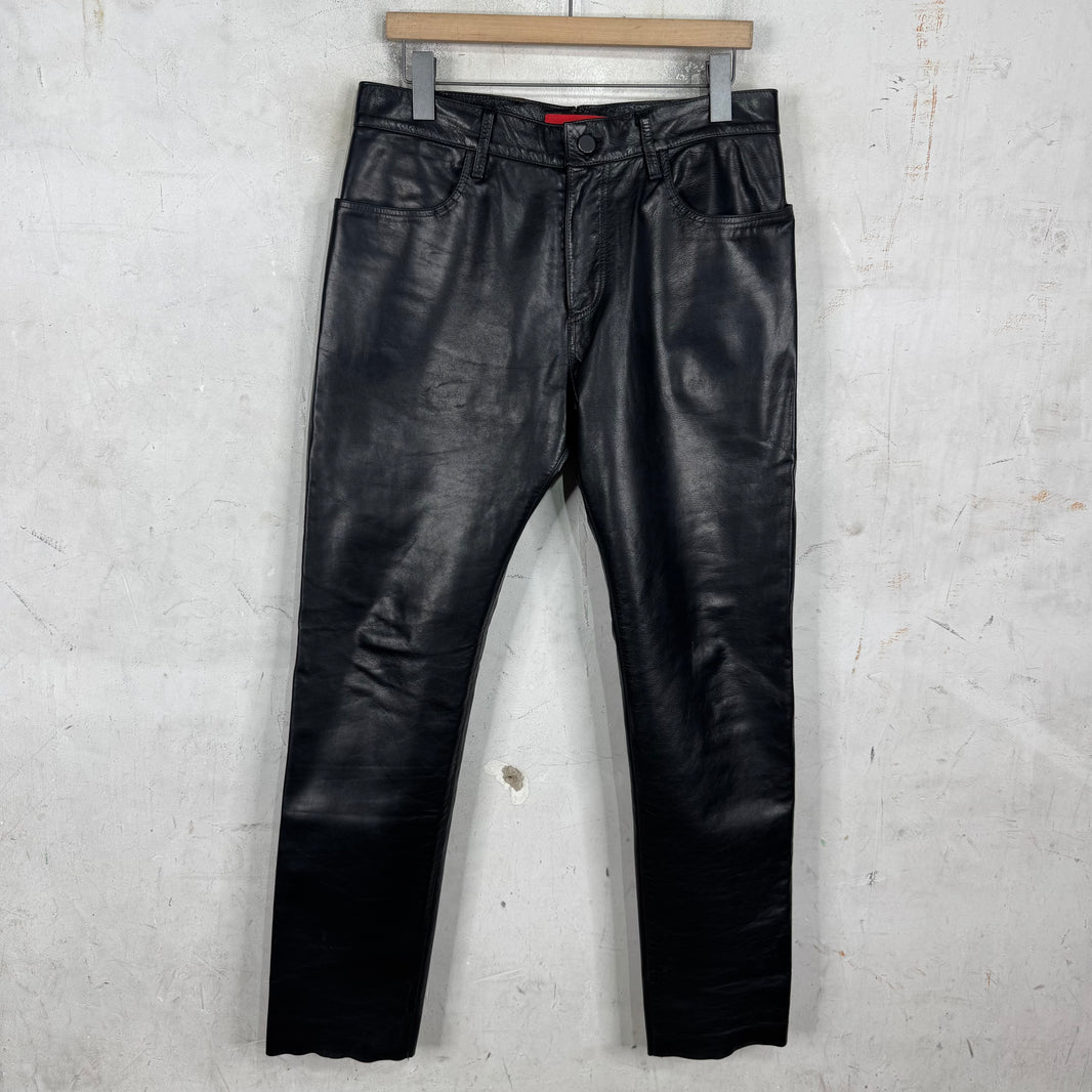 424 Leather Denim Pants