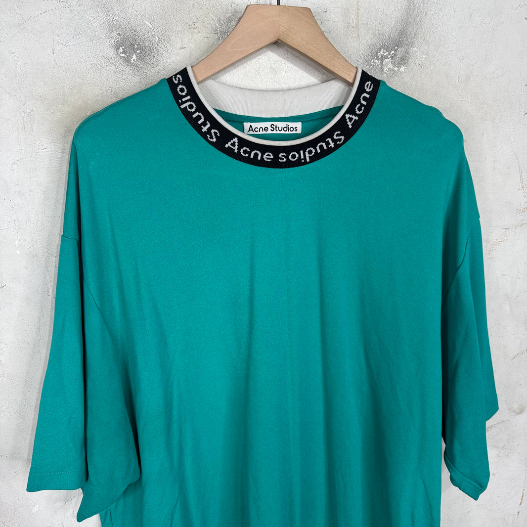 Acne Studios Teal Neck Logo T-Shirt