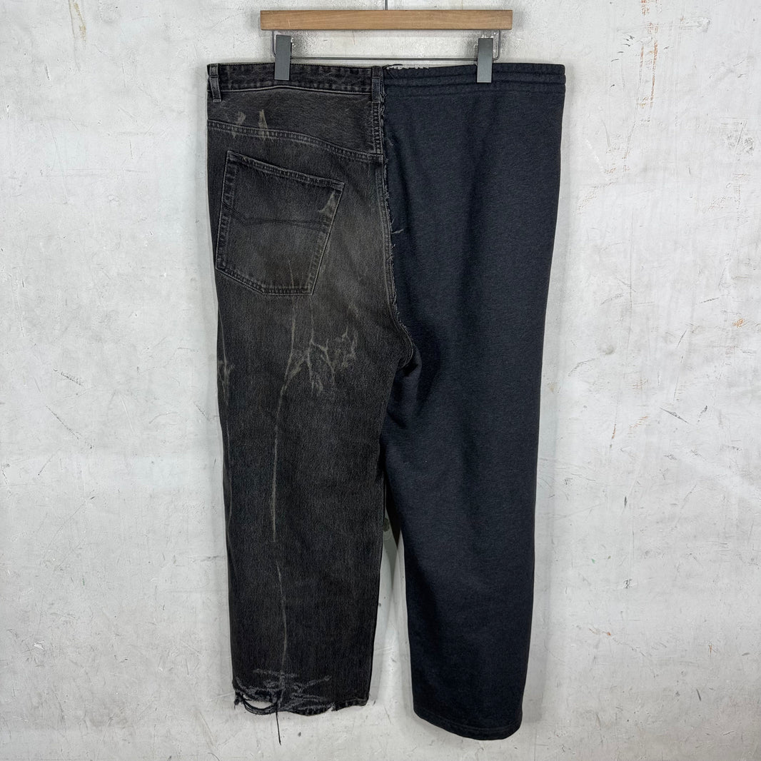 Balenciaga Hybrid Sweatpant/ Denim Drawstring Pants