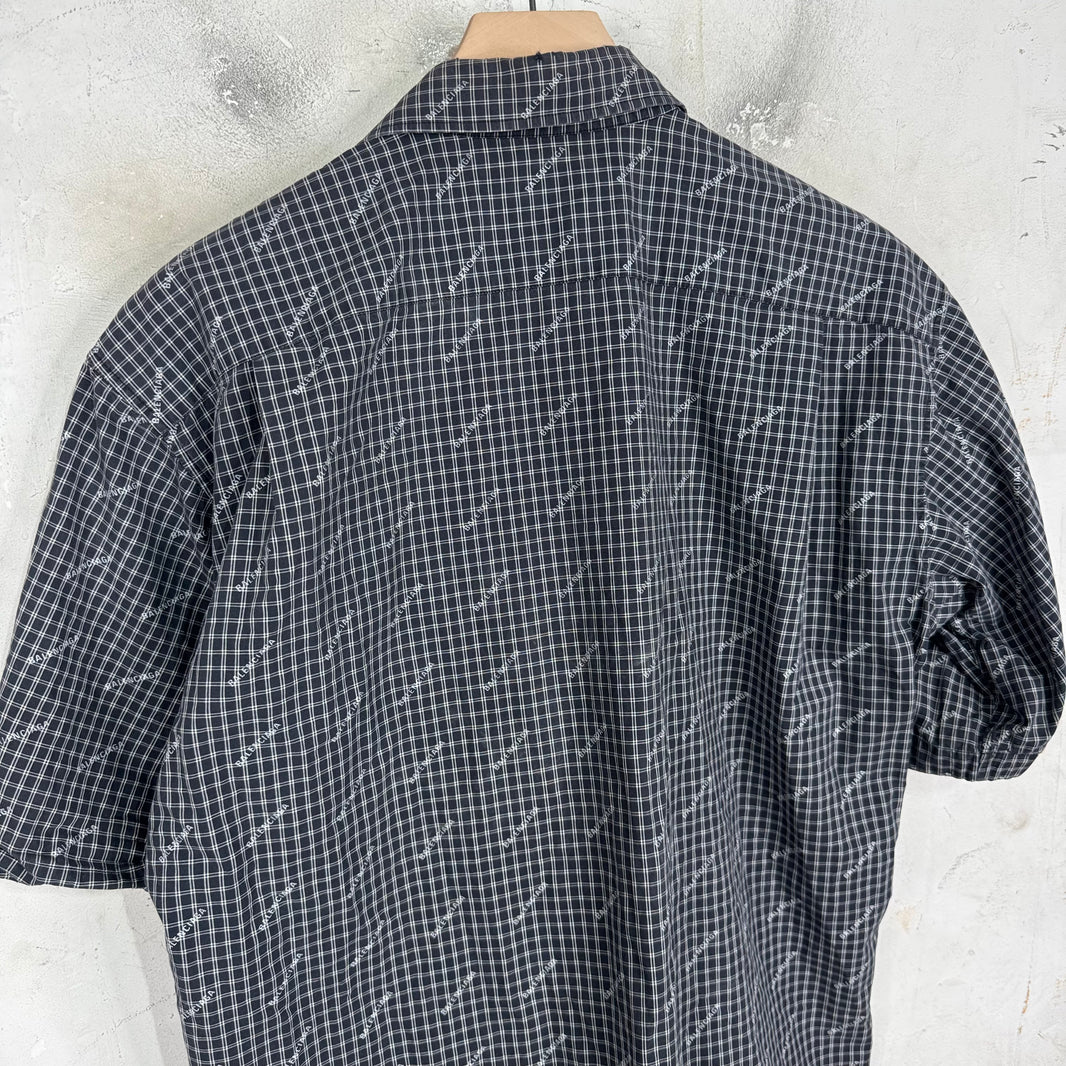Balenciaga Plaid Logo Short Sleeve Shirt