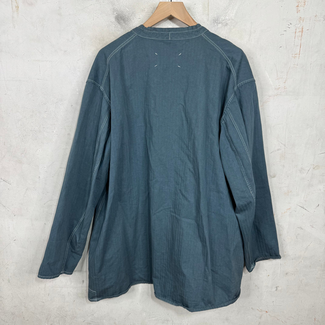 Margiela Oversized Laced Tunic Shirt Blue