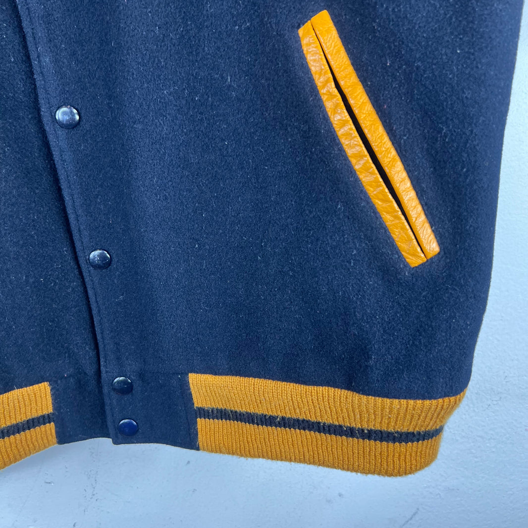Stussy Big 4 Navy/Yellow Varsity Jacket