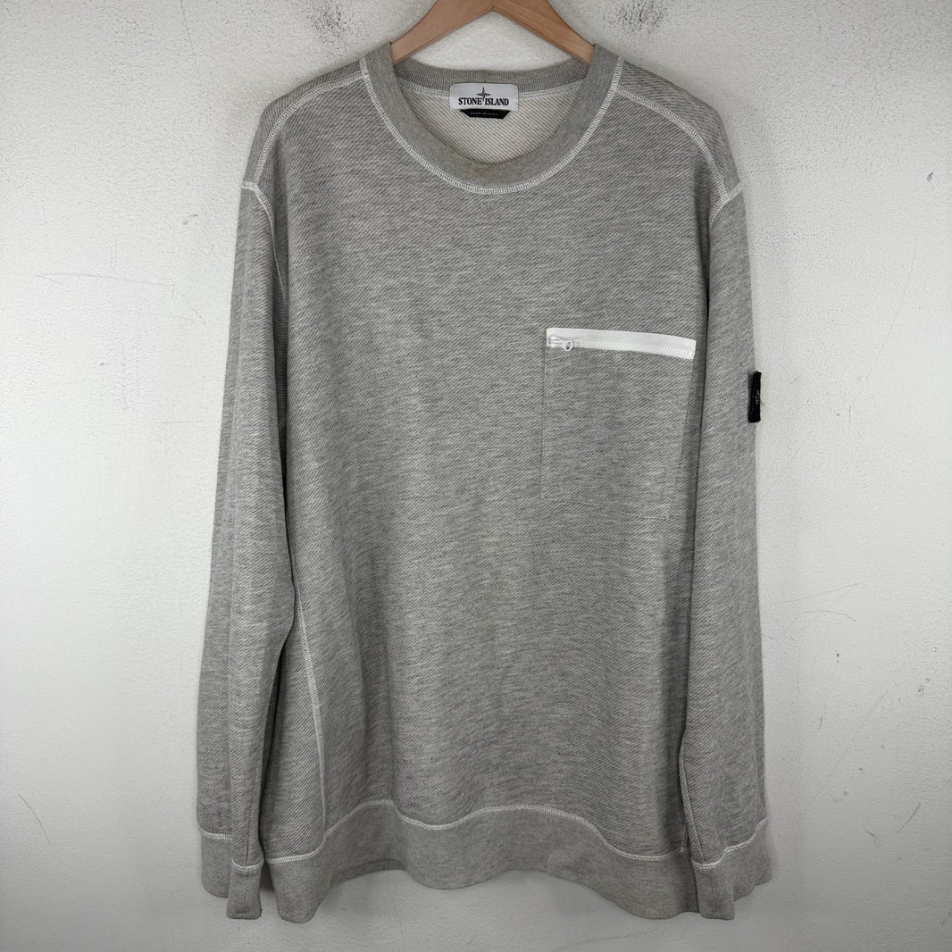 Stone Island Gray Zipper Pocket Crewneck