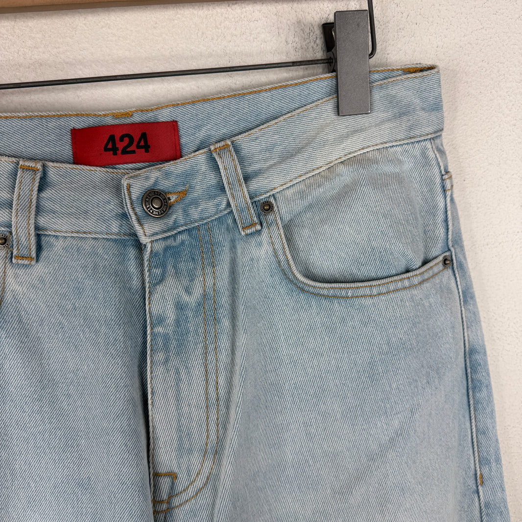 424 Cinched Knee Slim Straight Jeans