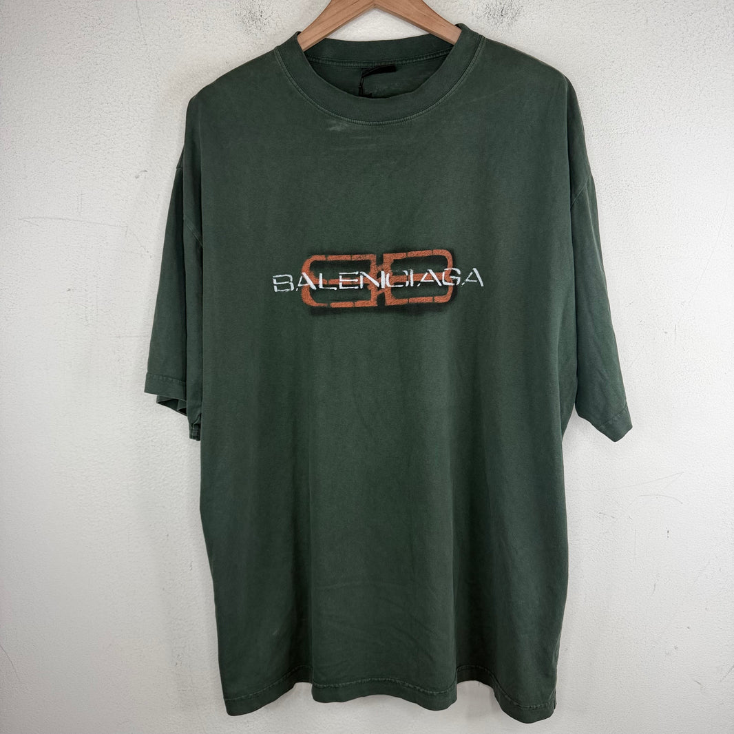 Balenciaga Green Interlock BB Logo T-Shirt
