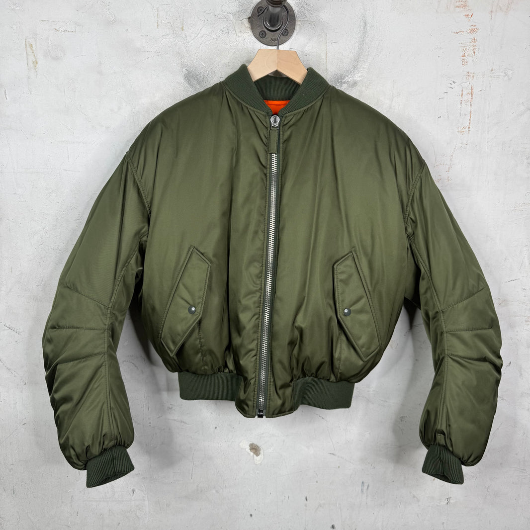 Prada Olive Nylon Cropped Bomber Jacket