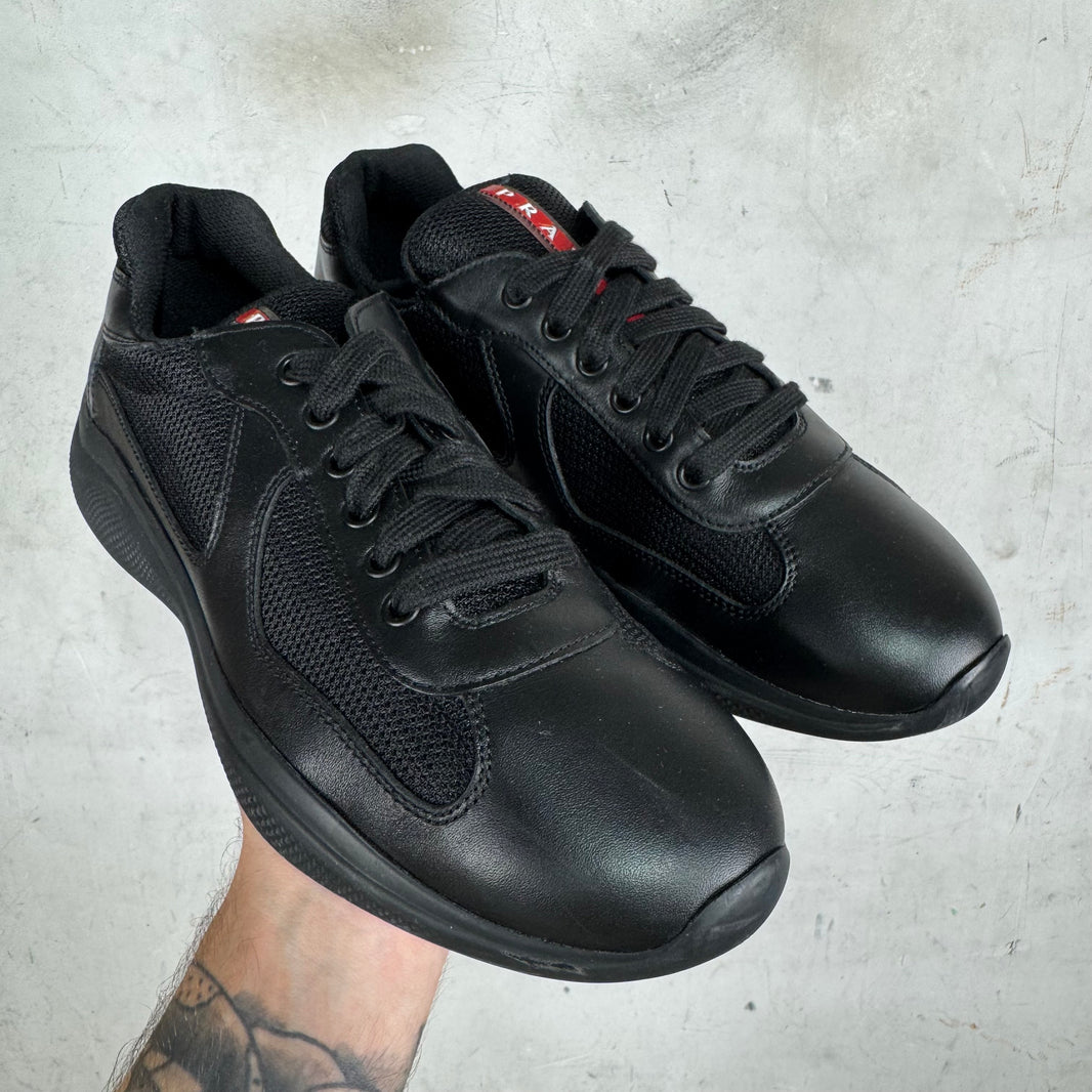 Prada Triple Black Flat Leather Americas Cup