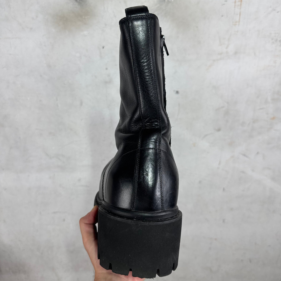 Balenciaga Black Leather Stomper Boots