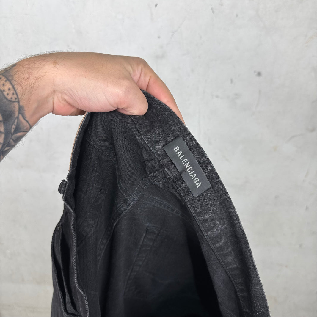Balenciaga Black Whiskered Flare Jeans