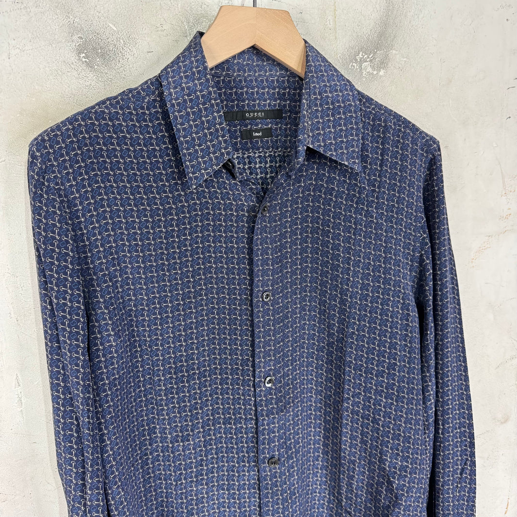 Gucci Horsebit Patterned Silk Shirt