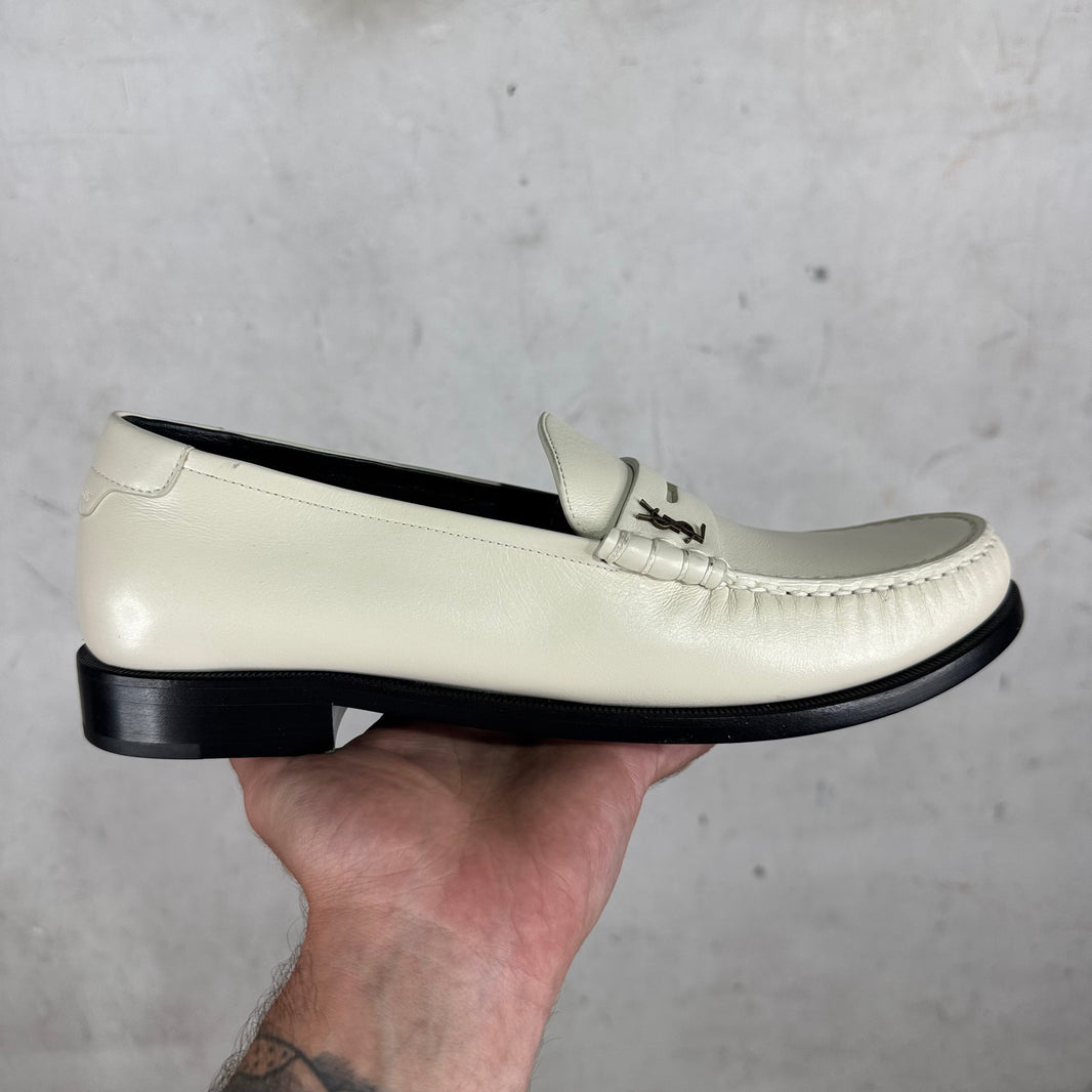 Saint Laurent Logo Beige Loafers