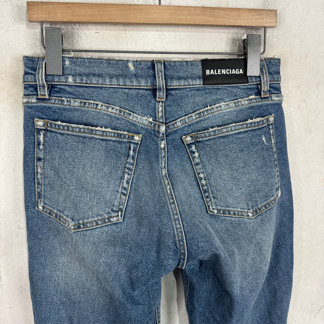 Balenciaga Medium Wash Distressed Skinny Jeans