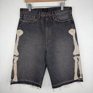 Kapital Black Bone Denim Shorts