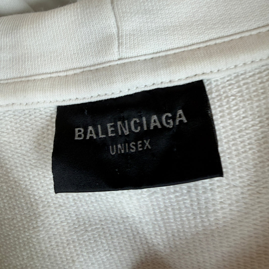 Balenciaga White Energy Label Zip Up Hoodie