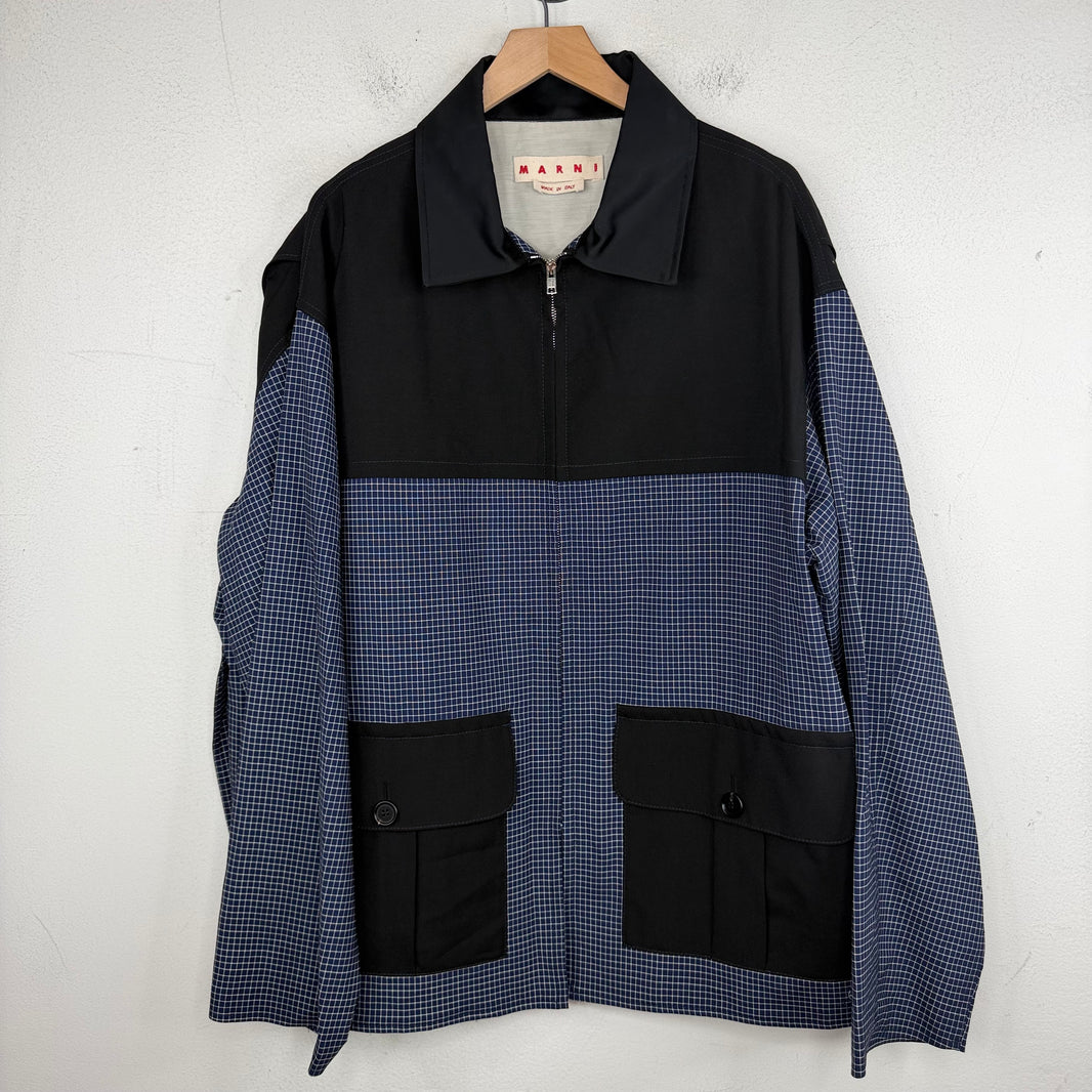 Marni Blue Grid Cargo Zip Jacket