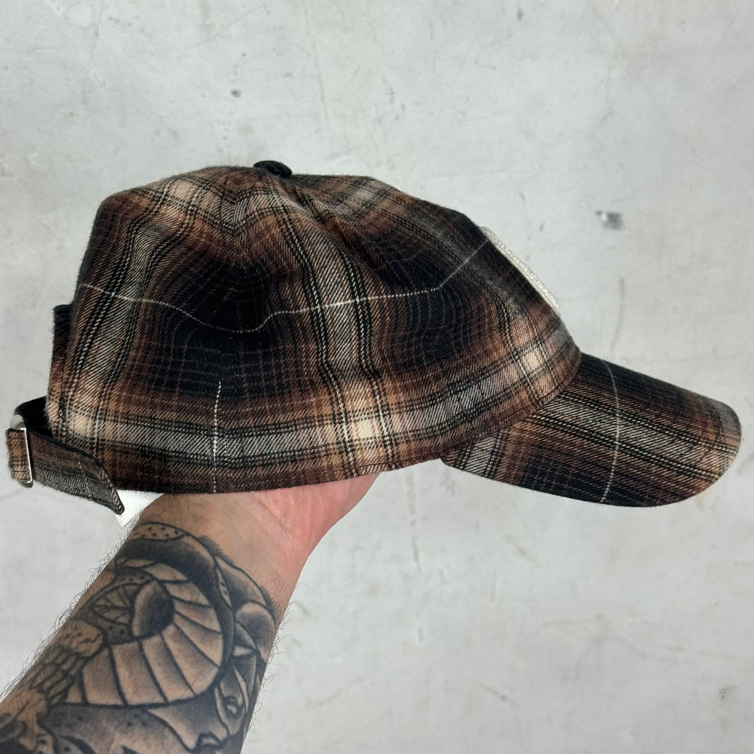 Celine Brown Plaid Chenille Logo Hat