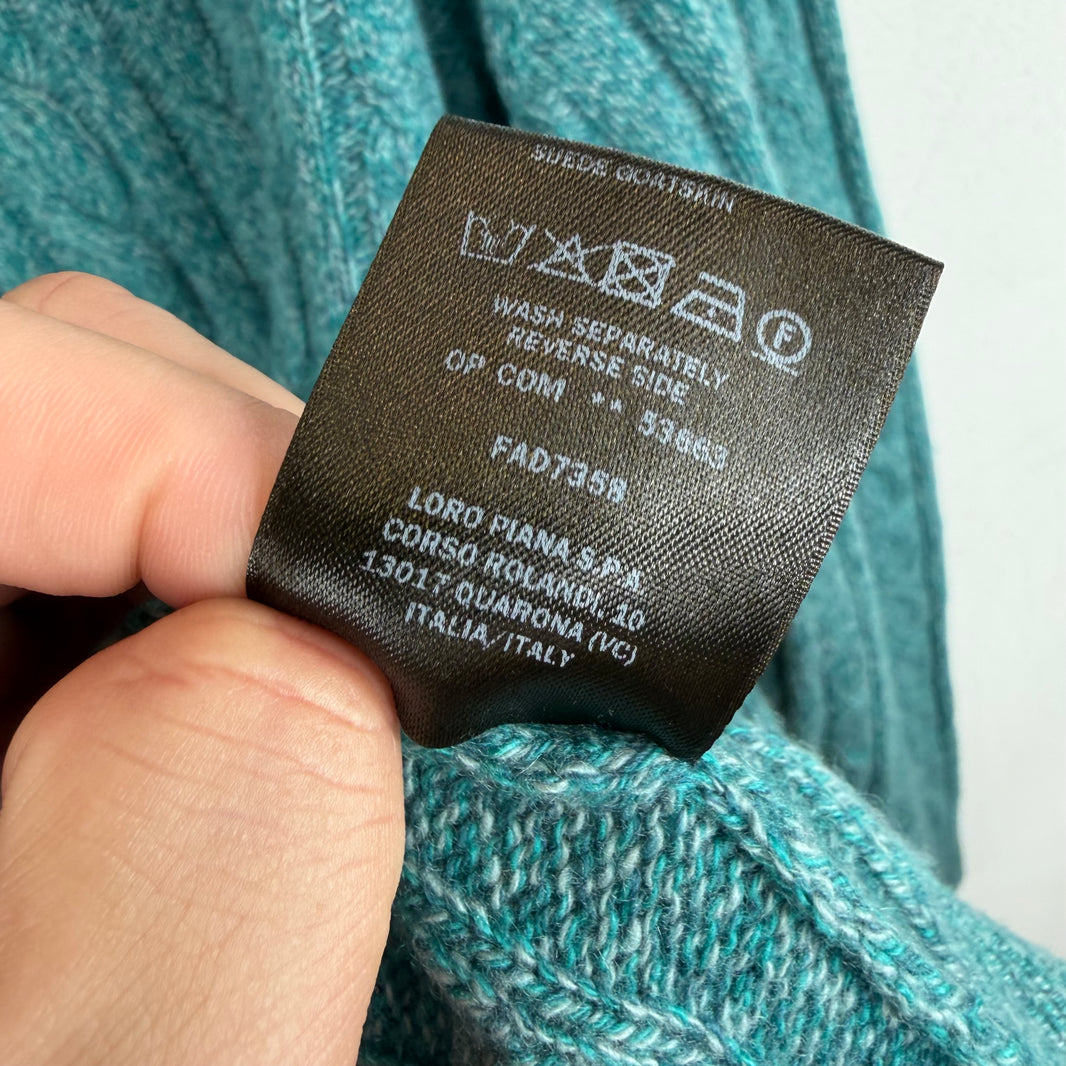 Loro Piana Teal Baby Cashmere Quarter Zip Jacket