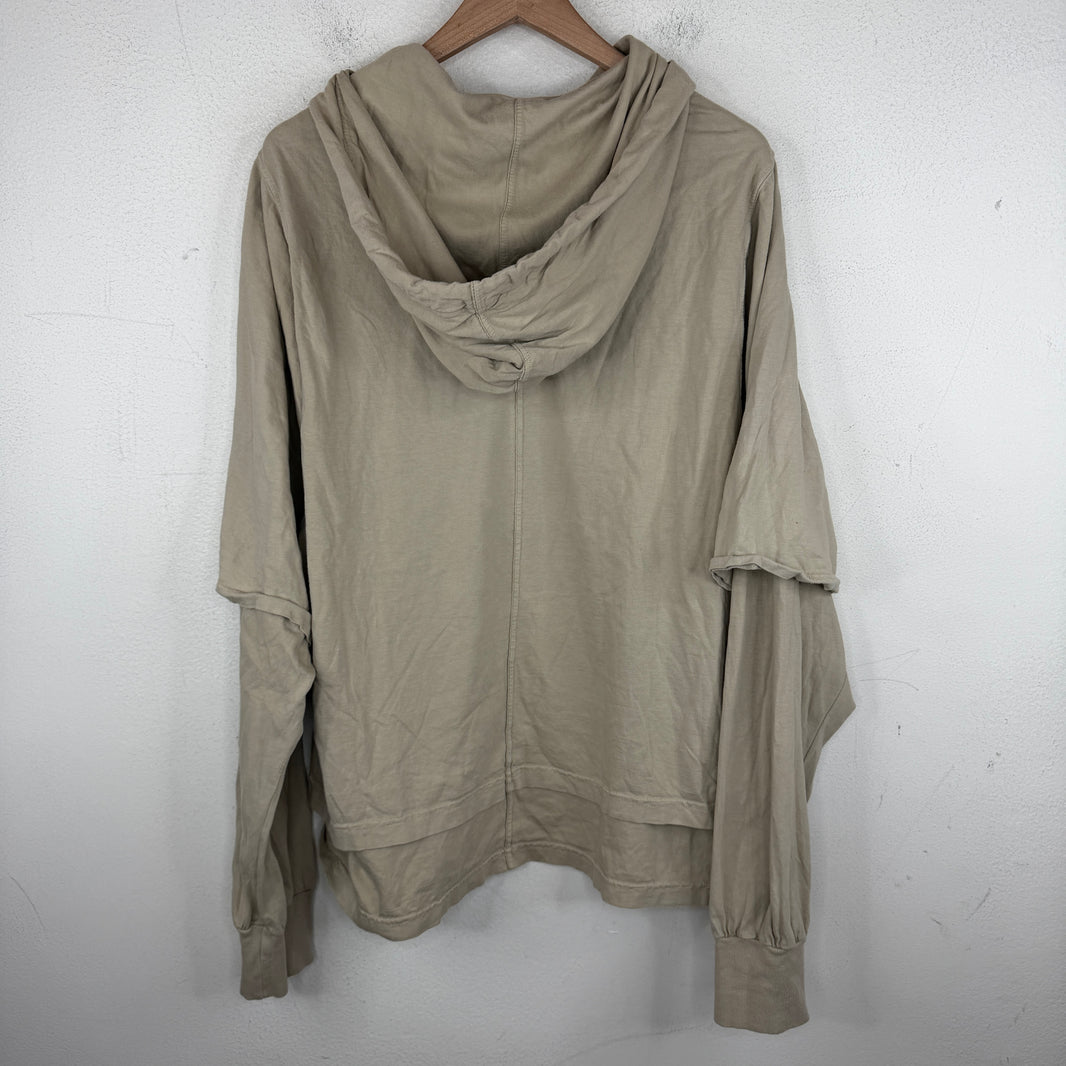 DRKSHDW Tan Double Layered Shirt Hoodie