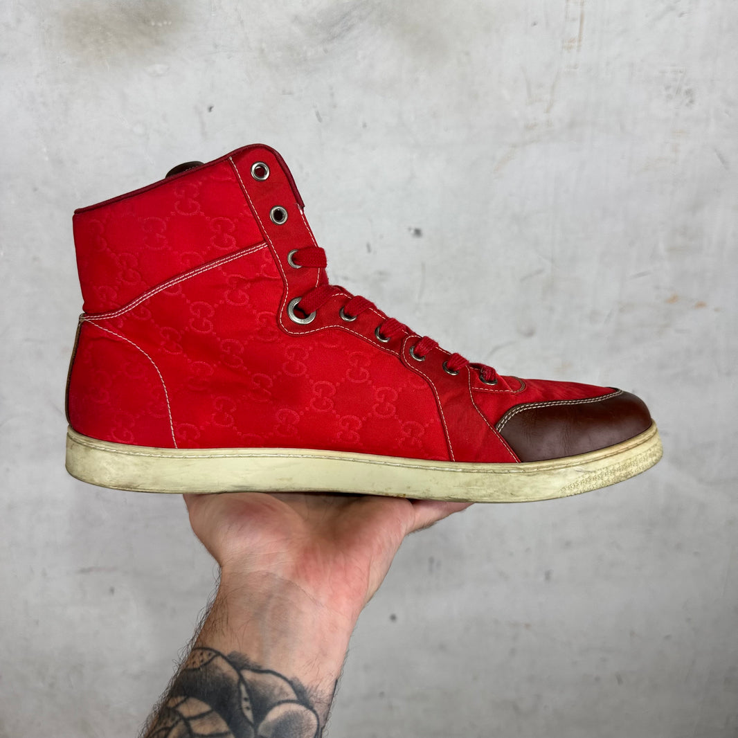 Gucci Red Nylon Monogram Sneakers