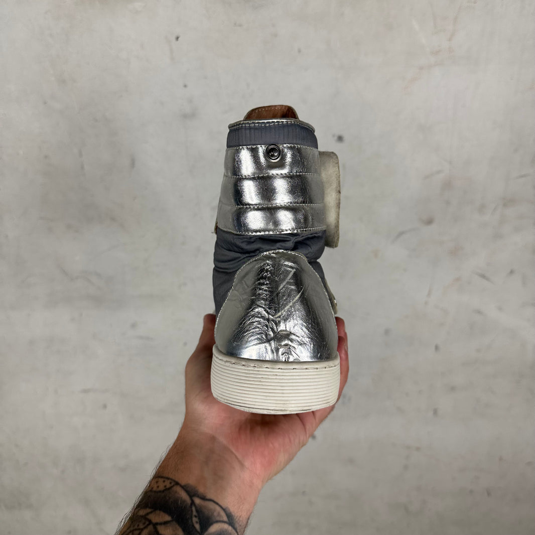 Allesandro Dellacqua Silver Strapped High Sneakers