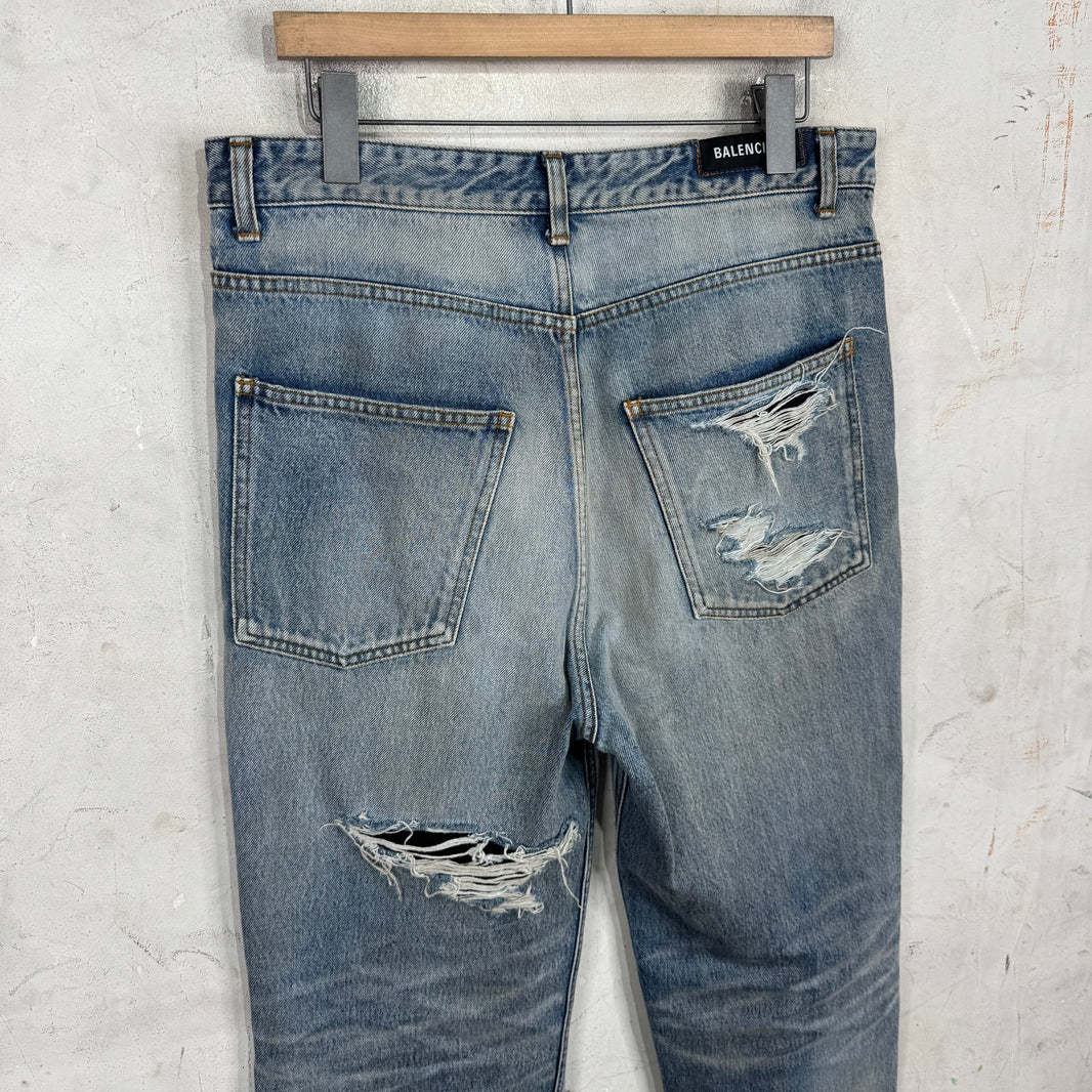 Balenciaga Distressed Layered Track Jeans