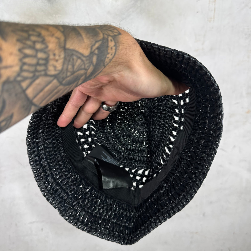 Prada Knitted Straw Bucket Hat