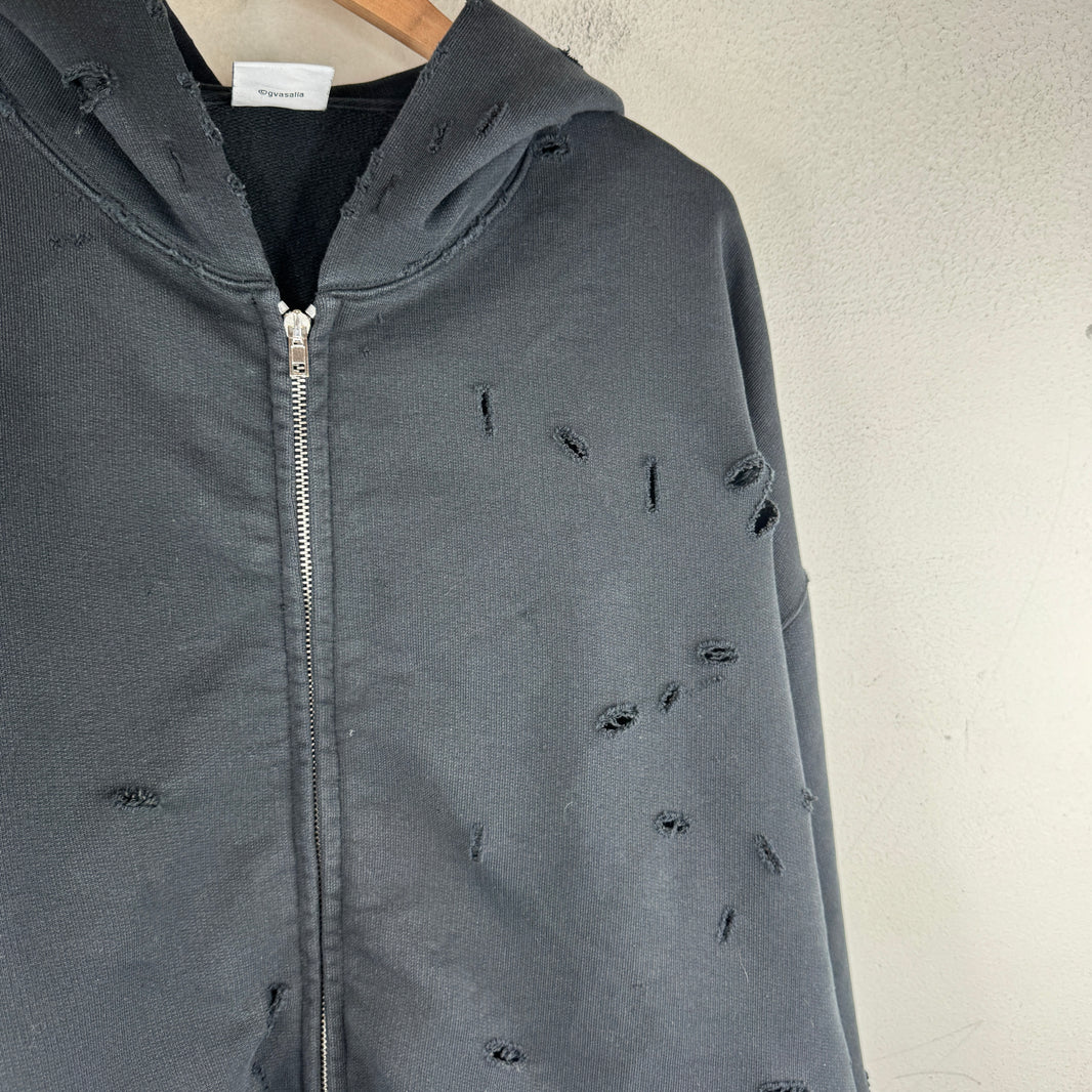 Vetements Plain Distressed Zip Hoodie