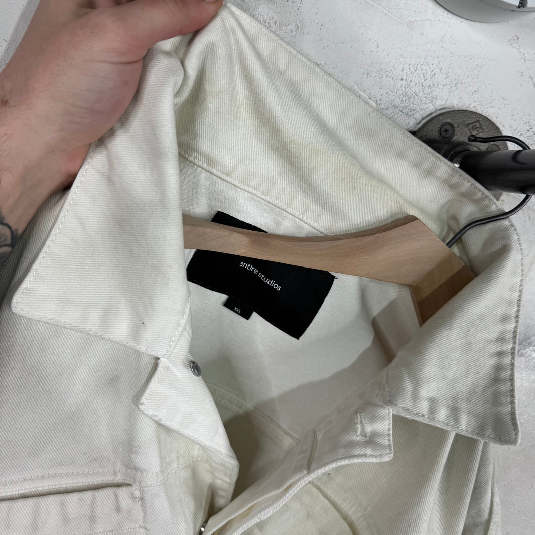 Entire Studio Dirty Wash Denim Jacket White