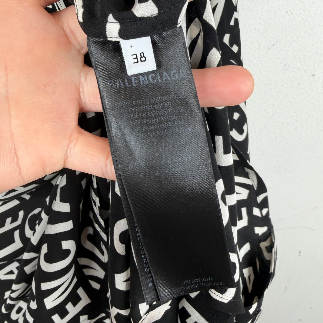 Balenciaga Home Wear AOP Silk LS Button Up Shirt