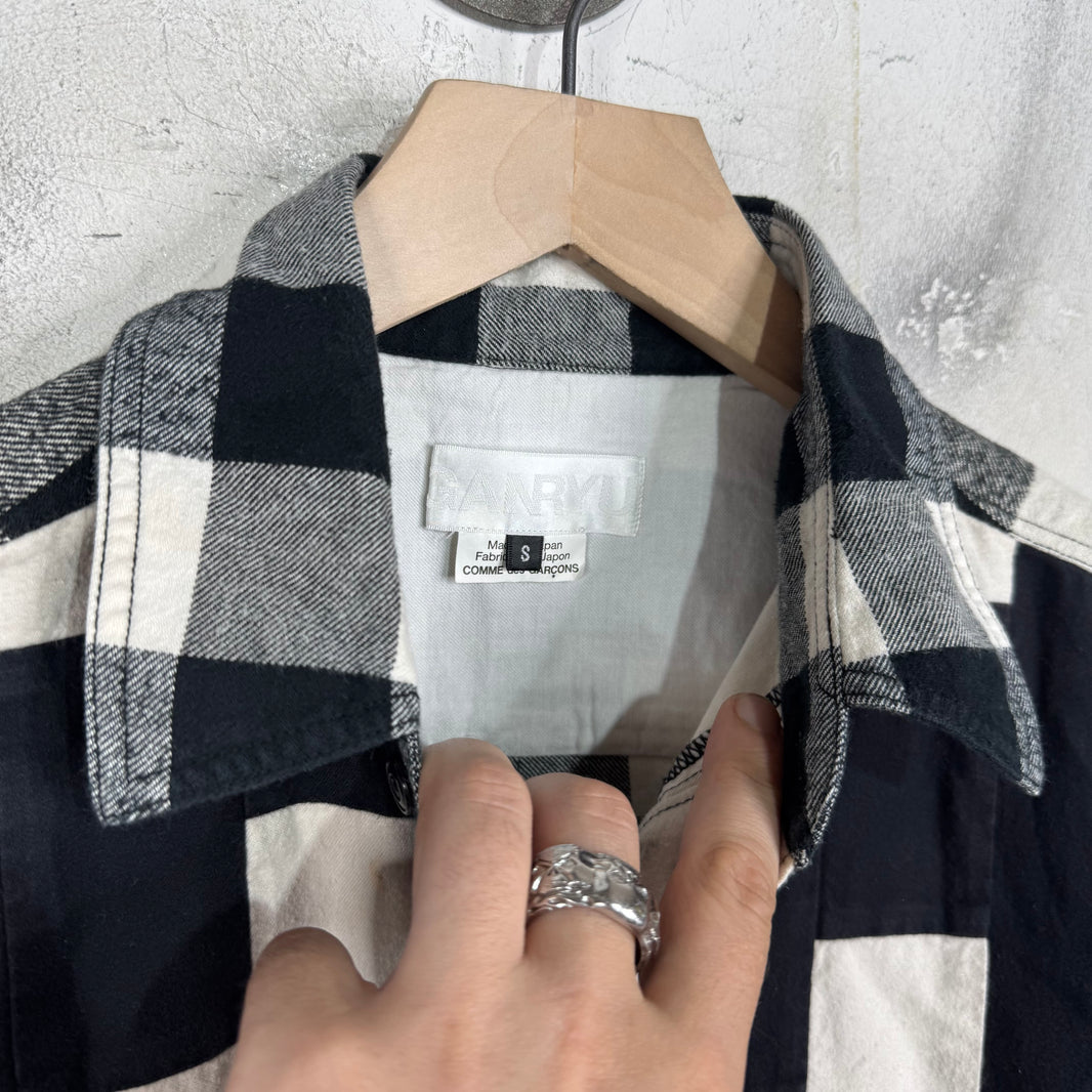 CDG Ganryu White/Black Patchwork Button Up