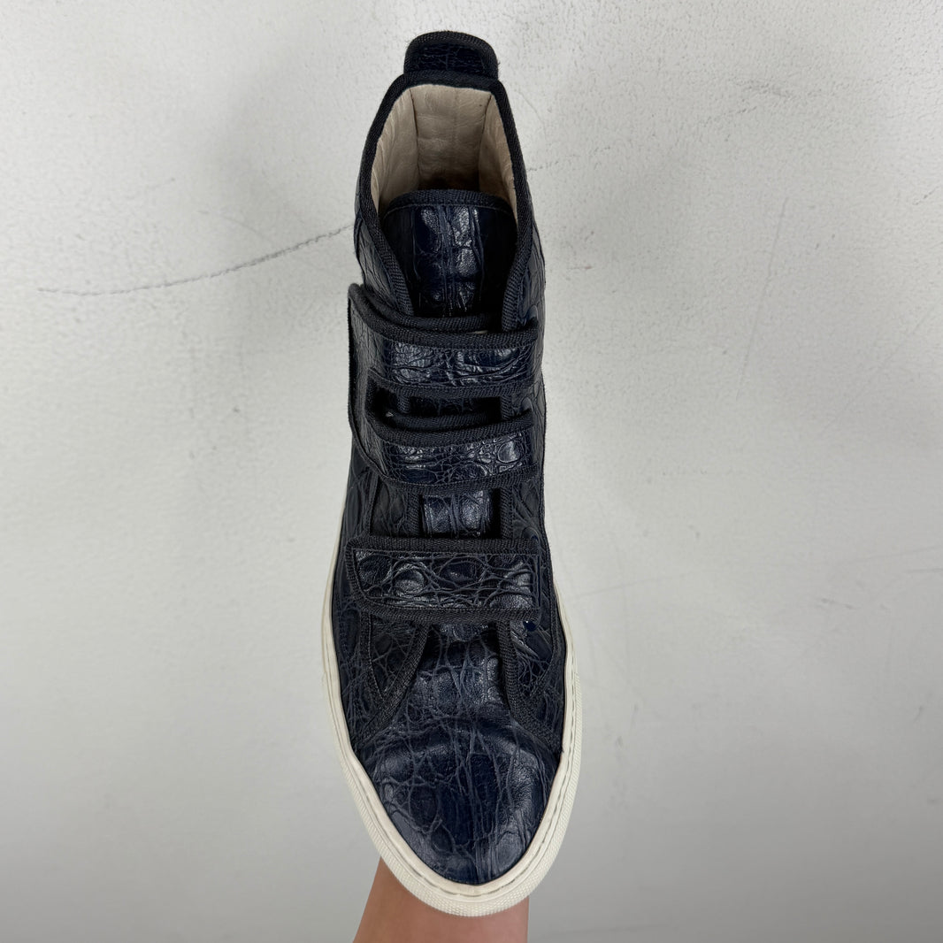 Raf Simons Navy Croc Velcro Strap Sneakers