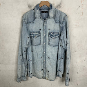 Amiri Paisley Denim Distressed Shirt