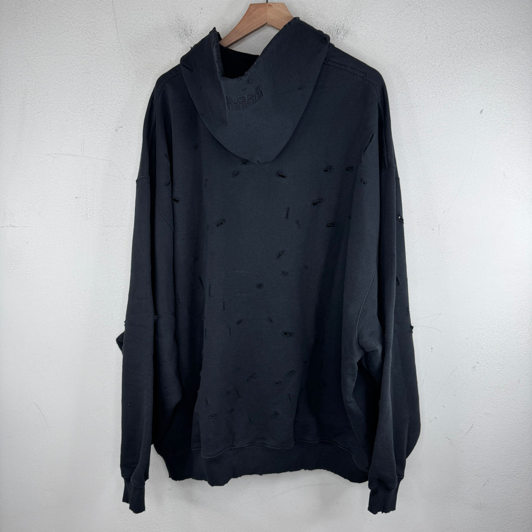 Vetements Plain Distressed Zip Hoodie