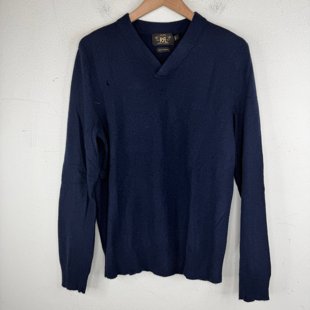 RRL Navy V-Neck Cashmere Sweater