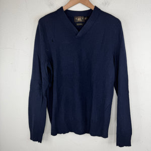 RRL Navy V-Neck Cashmere Sweater