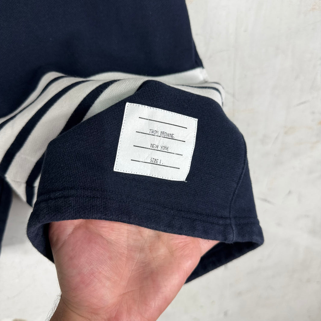 Thom Browne Navy Striped Sweat Shorts