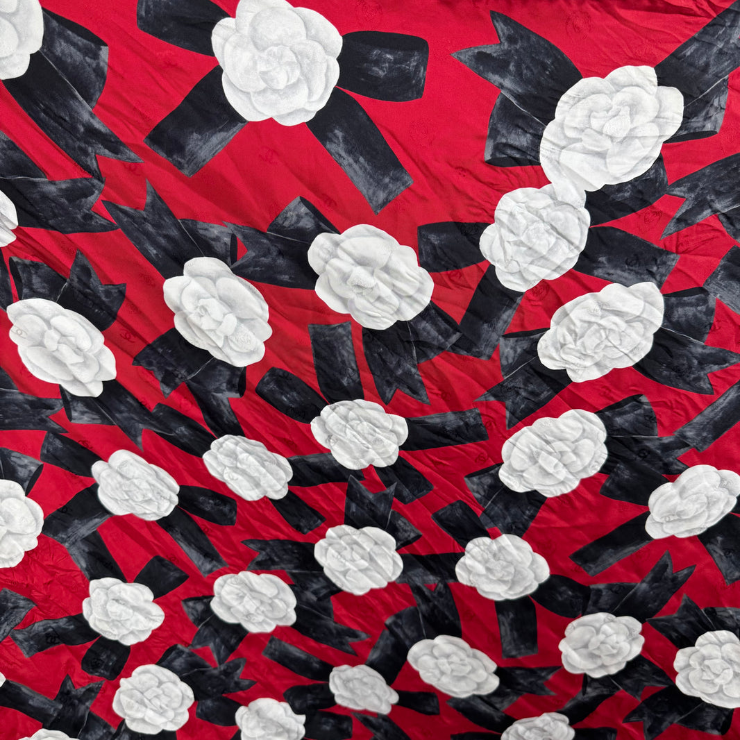 Chanel Rose Silk Scarf