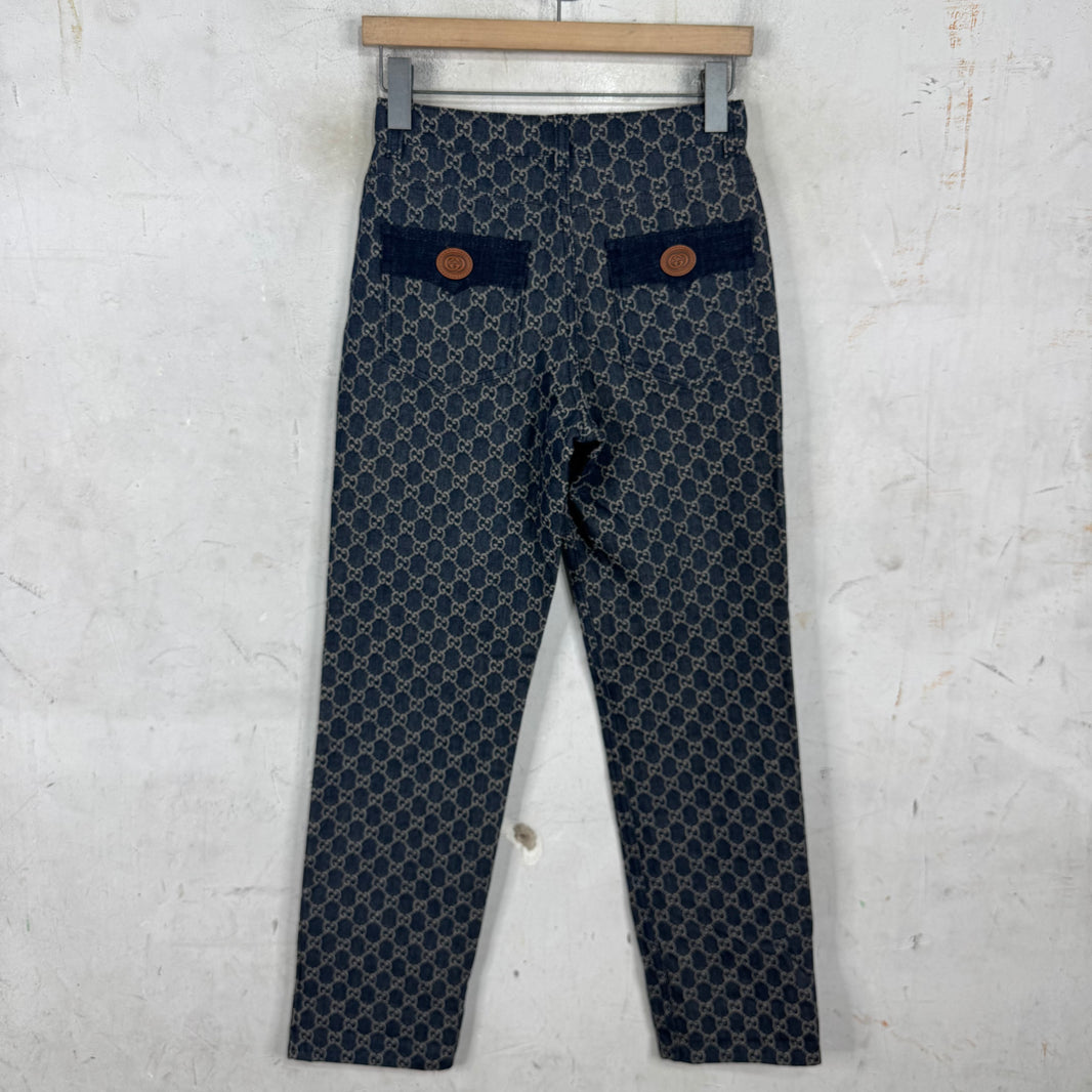 Gucci Monogram Leather Emblem Jeans