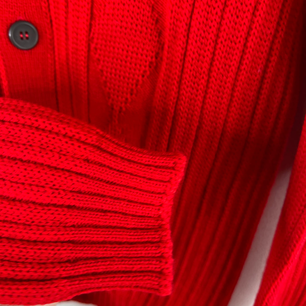 Prada Red Button Up Diamond Knit Cardigan